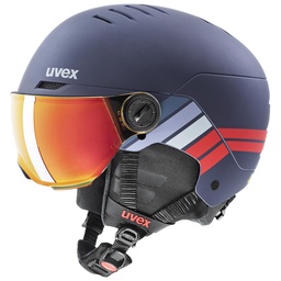 lyžiarska prilba uvex rocket junior visor navy - red stripes mat